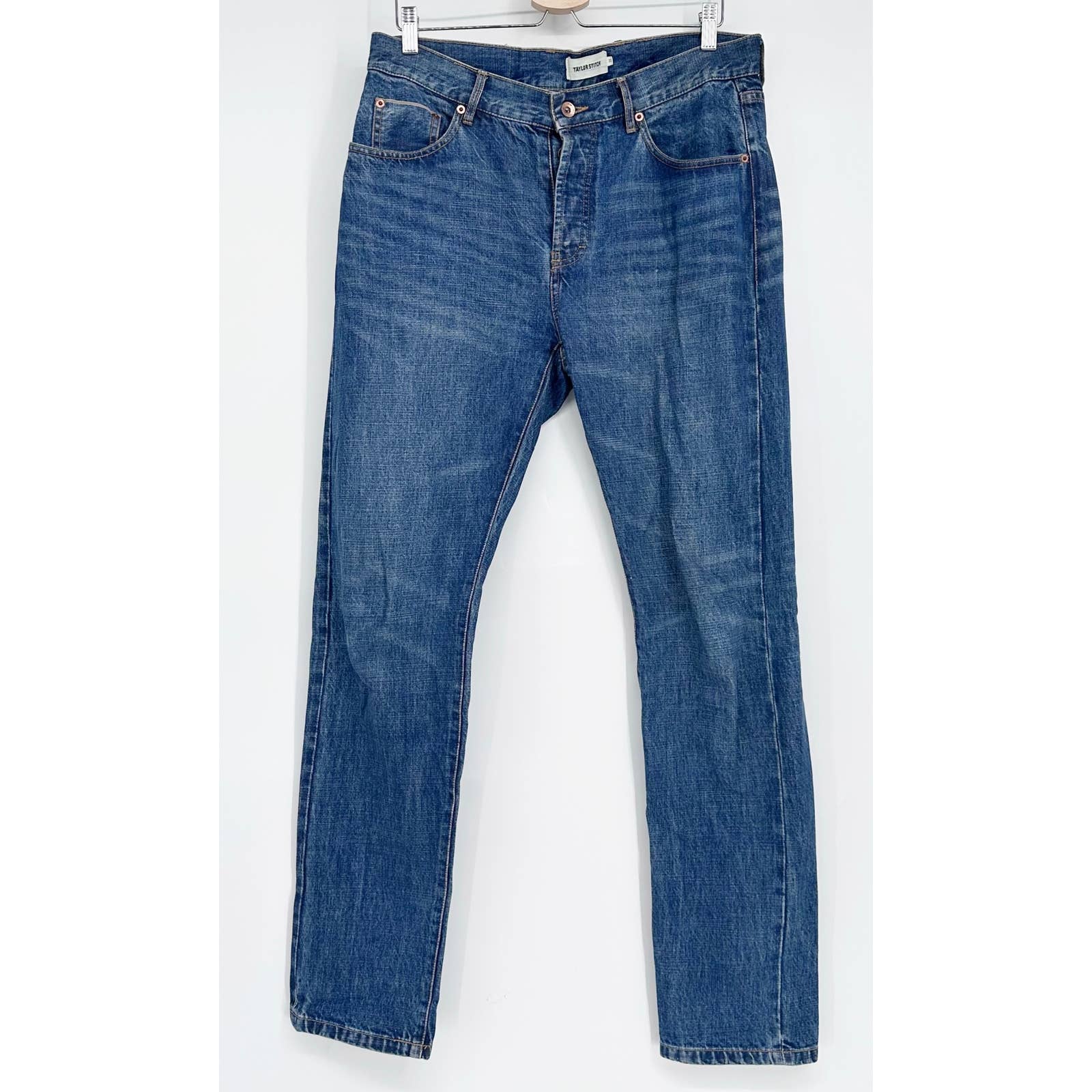 Taylor Stitch Men's Blue Slim Fit Straight Leg Denim Jeans Dark Wash Size 33